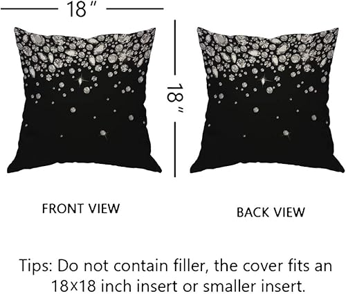 Miniatura 5 de EKOBLA Funda de almohada con diamantes brillantes, con piedras preciosas de moda, joyería de tesoro, acogedora funda de cojín cuadrada para hombres,