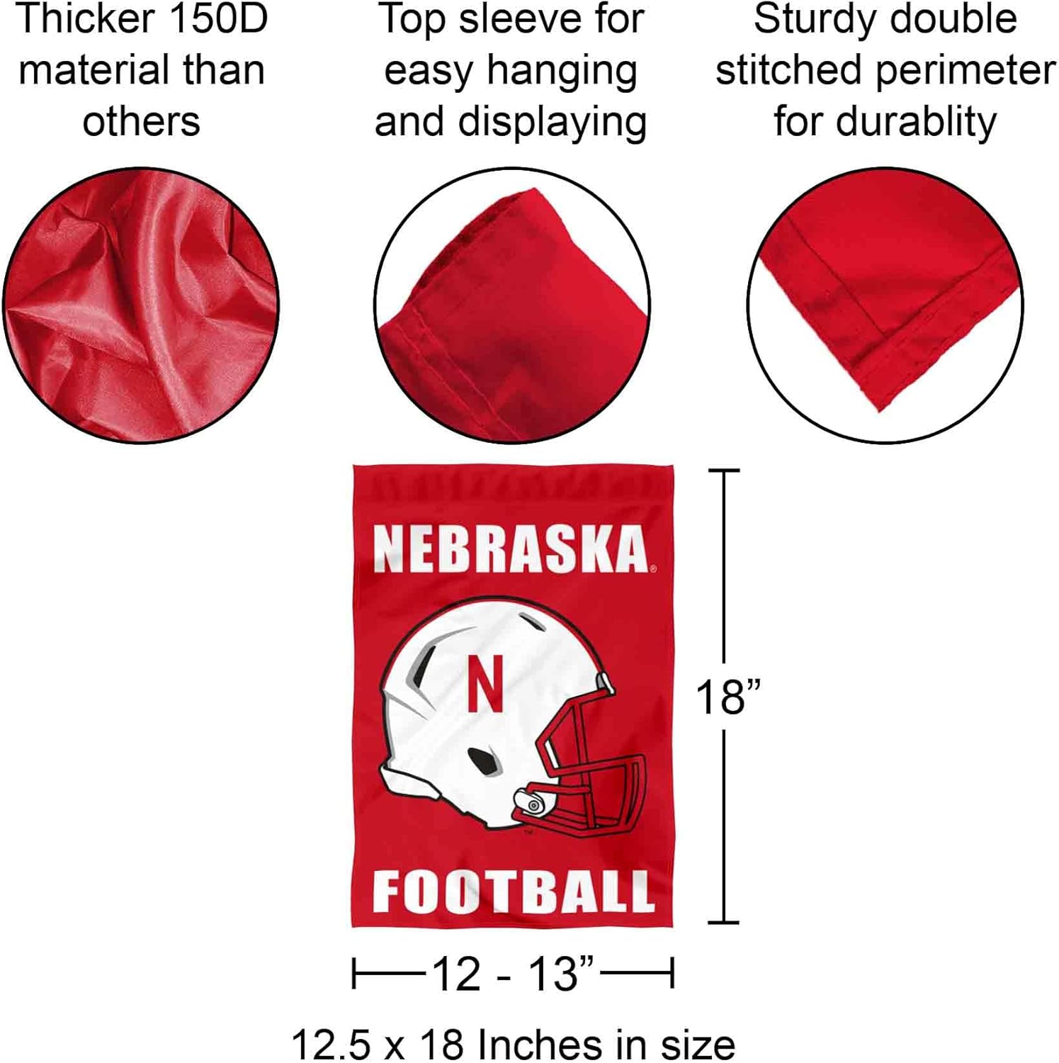 Nebraska Huskers Football Helmet Garden Flag - Image 3