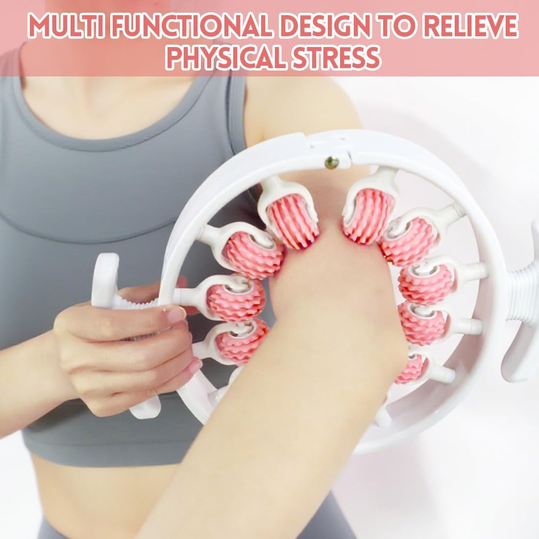 BLIXAR Cellulite Massager, 360° Coverage Anti Cellulite Massager with 12 Rollers, Manual Massage Roller Anti-Cellulite Massage Devices for Legs, Glutee, Arms, Thighs & Abdomen (Pink) - Image 5 thumbnail