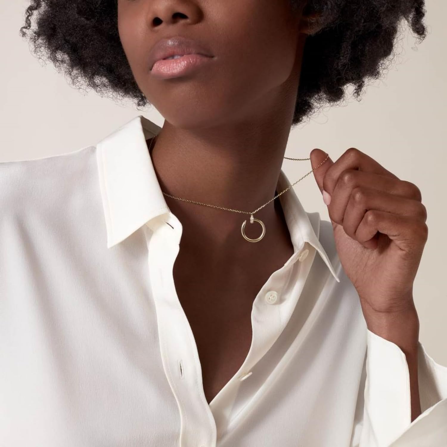 BUENAVO 18K Gold Plated Couple Necklace, Elegant Stud Design, Fashionable Valentine's Day Jewelry Gift, Elegant Gold Nail Necklace For Women Merge - Image 5