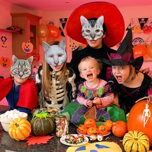 Miniatura 5 de 1 máscara de gato realista de Halloween, máscara de gato para Halloween, Navidad, Pascua, accesorio de fiesta de disfraces