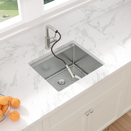 Miniatura 61 de Sarlai Fregadero de cocina de montaje inferior 21 x 19 pulgadas, repisa de fregadero de barra de montaje inferior, estación de trabajo, cuenco Acero