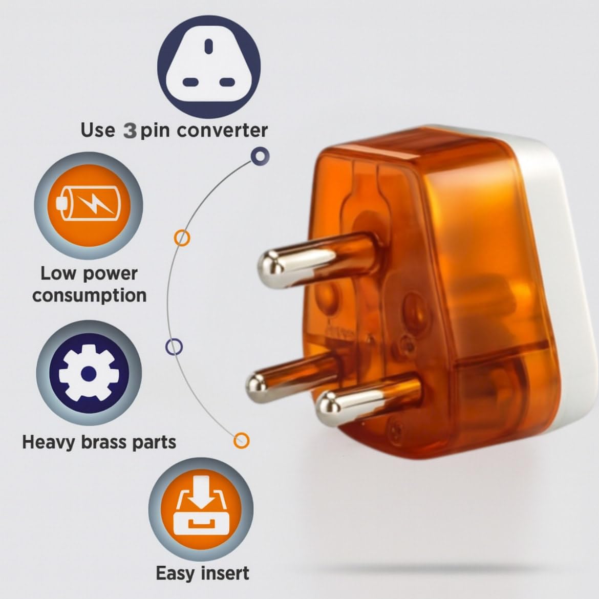 KAVANA Silk 6 amp to 16 amp Converter/Conversion Plug (5-16A) Converts 6A Socket to 16A Socket for Geysers, A/C,Refrigrator,Microwave,etc for Indian and International Plugs.