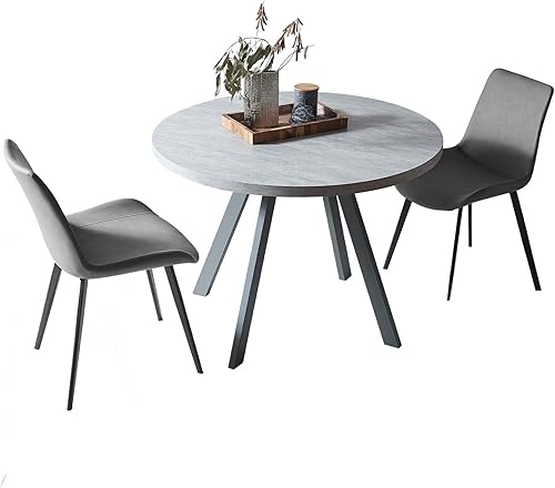 Mesa de Comedor Redonda de 34.6'' y Sillas para 2, Juego de Mesa de Café Casual Moderna que Ahorra Espacio para Apartamento Cocina Comedor (Mesa