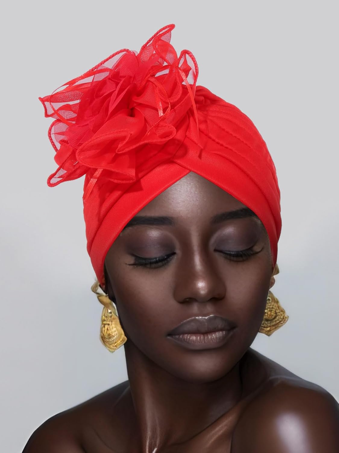 Headwrap Hair Turbans African Turban Flower Pearl Crystal Twisted Head Turban for Women Fashion - Image 4