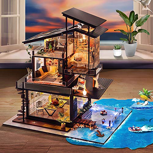Kisoy Miniatur-Puppenhaus-Set mit Möbelzubehör, kreatives Geschenk für Liebhaber und Freunde (Valencia-Küste), mit… – Bild 7