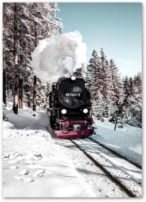 Amazon 雪の中の汽車 家の装飾のための壁の芸術の絵家のための単一の絵画居間のための現代装飾の装飾 ウォールステッカー オンライン通販