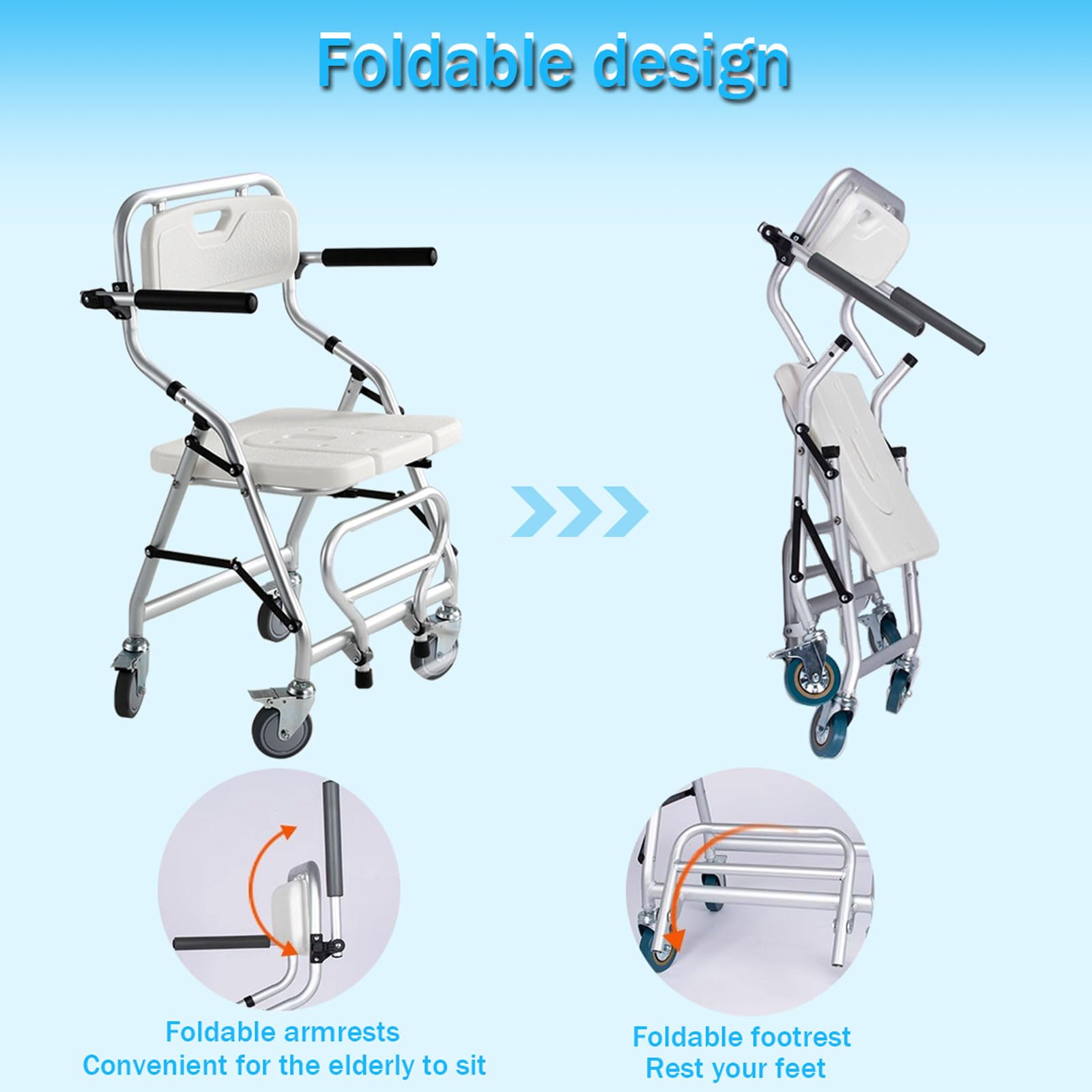 Silla de Ducha con Ruedas para Personas Mayores