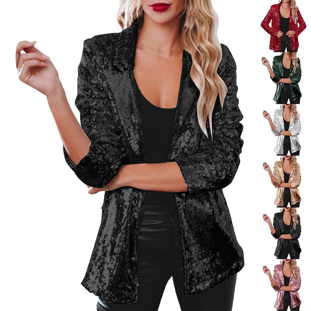 Giacca da donna con paillettes da discoteca, giacca con glitter luccicanti per autunno