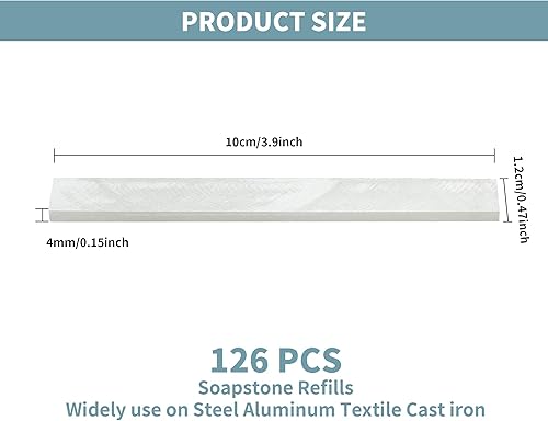 Miniatura 2 de KEJJNYER Paquete de 126 portalápices de esteatita, piedras de jabón blancas planas, bolígrafos de tiza, recambios de esteatita de soldadura para