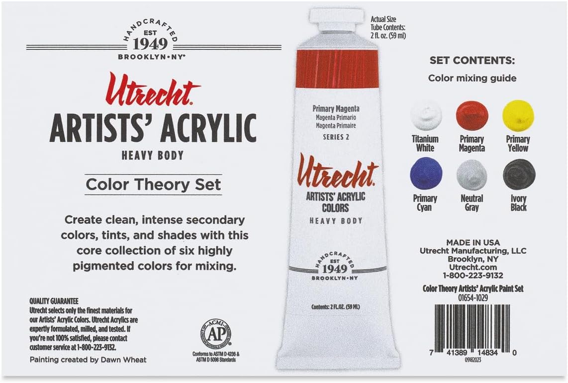 Utrecht Artists' Acrylic Paints - Set of 6, Color Theory, 59 ml