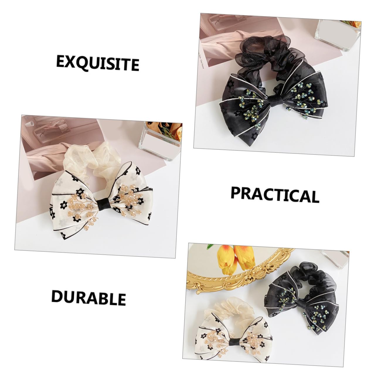 Didiseaon 2 Juegos De Coleteros Elegantes Para Niñas Con Lazo Y Lazo De Satén Para El Pelo Decoración Para Mujeres Y Niñas (2 Unidades)