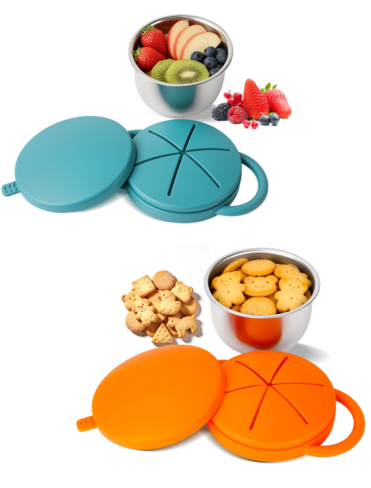 LOTBILL 2 Pack Stainless Steel Snack Cups - food storage | Mubboo