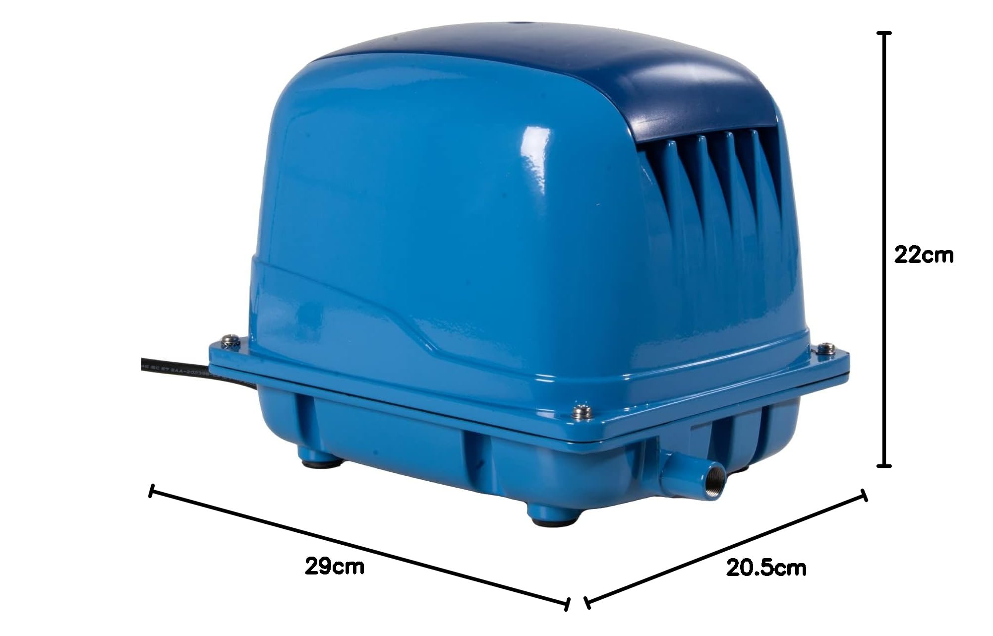 AquaForte AP-200 Bomba de aire, 200 Watt, Presión 4,5 m, Adecuada para piscinas y estanques de hasta 150m3, Peces 120000 litros, Koi 60000 litros, 8 kg, Salida 18 mm