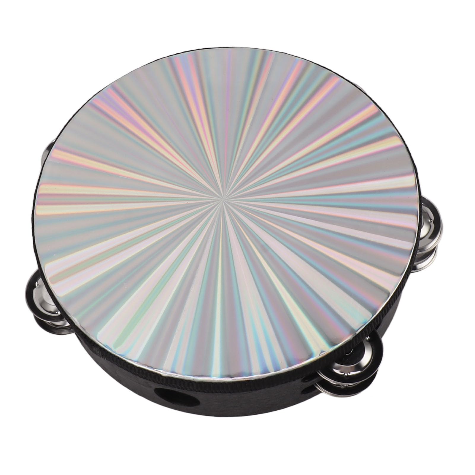 POYHKFD Tambourin à Main en Bois, Tambourin à Double Rangée de Jingles en Métal, Tambourin Radiant Percussion Tambour à Main Cloche Instrument de Musique pour Fête KTV Événements(8 Inch)