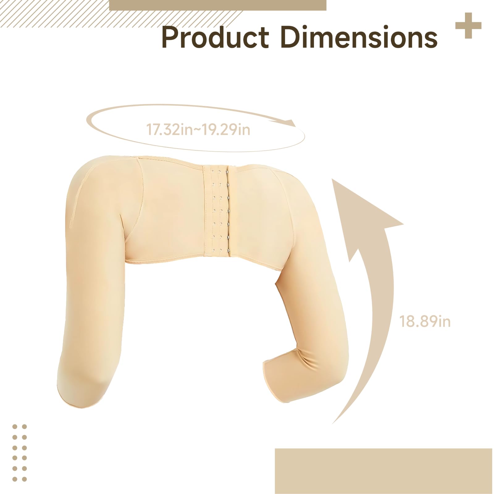 Arm-Kompressionsärmel für Damen XXL, Beige, Arm Shaper mit langem Ärmel, bequemes Design, für Oberarme 44 bis 49 cm, formende Passform, weiches Tragegefühl