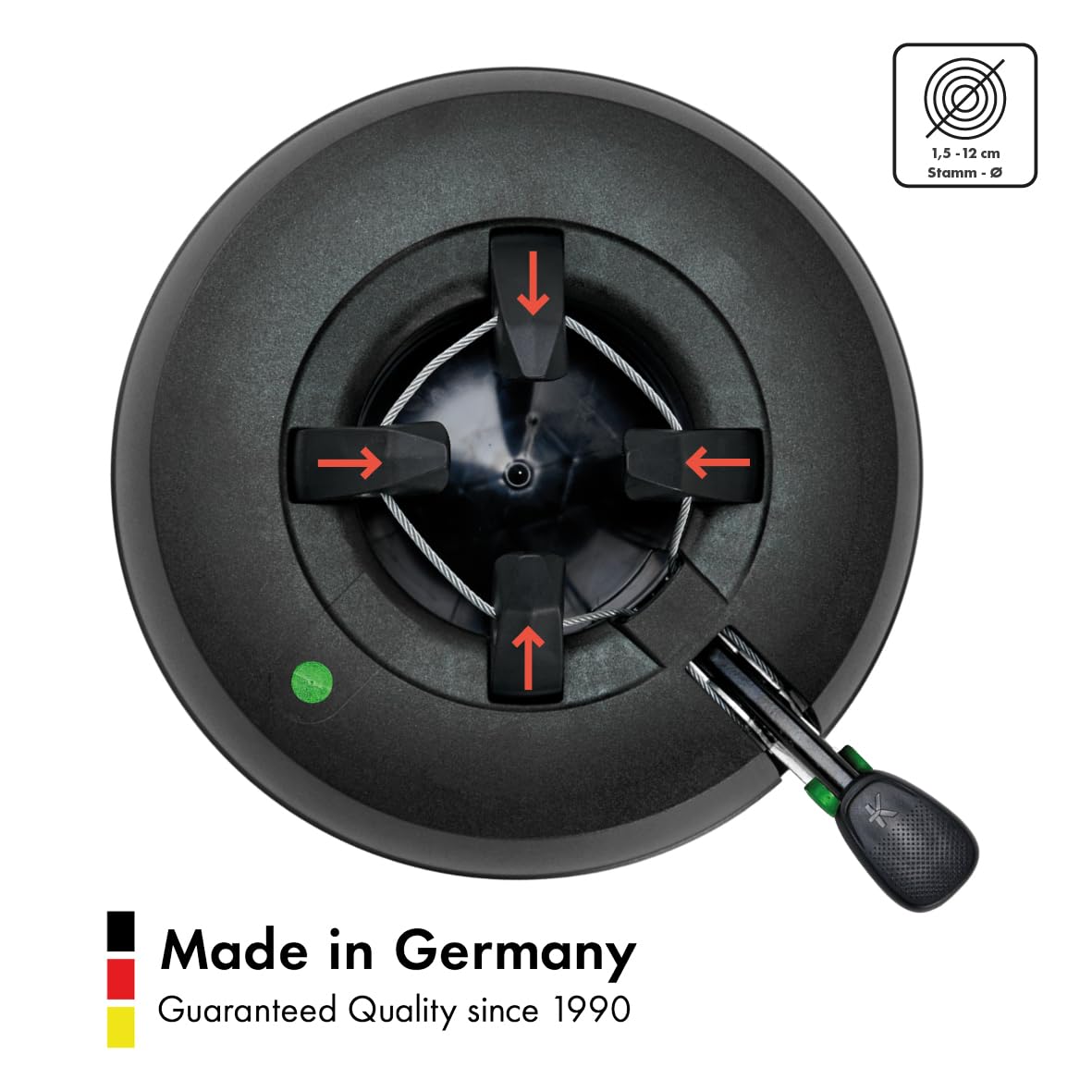KRINNER® Recycling Weihnachtsbaum Christbaumständer Green Line S Schwarz 34cm inkl. Fußpedal- und Einseiltechnik für Baumhöhe bis 2,2m & 3l Wassertank Made IN Germany 94119