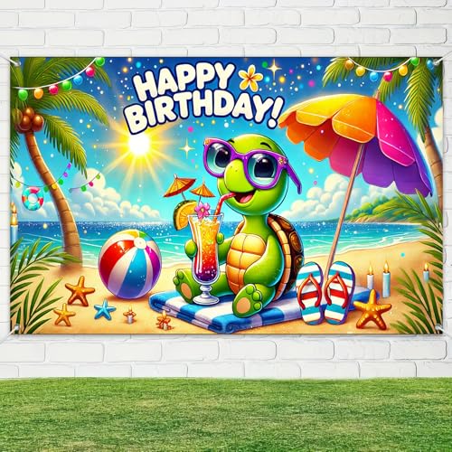 Fondo de cumpleaños BlissYard con diseño de tortuga de mar miniatura 4
