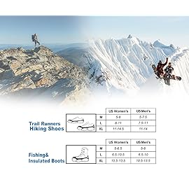 Upgraded Version of Walk Traction Ice Cleat Spikes Crampons,True Stainless Steel Spikes and Durable Silicone,Boots for Hiking On Ice & Snow Ground,Mountian.