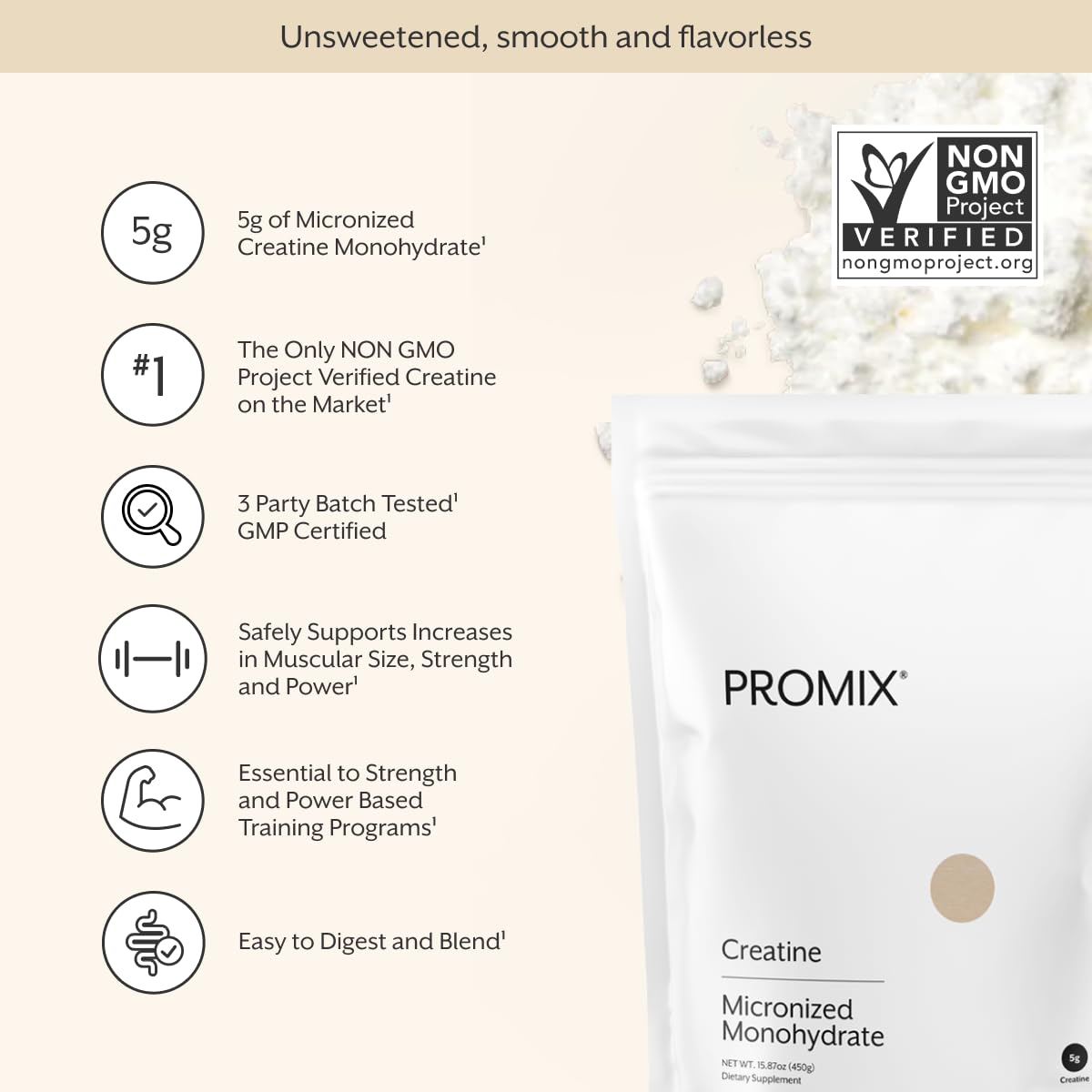 Promix Nutrition Creatine Monohydrate Powder, Unflavored - 90 Servings — Amazon image 2