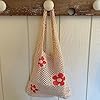 Sac fourre-tout en crochet pour femme - Grand sac à bandoulière tricoté bohème - En maille creuse - Pour shopping, voyage, vacances, festival, beige, Large #5