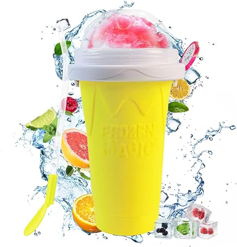 Slushie Maker - Taza mágica de congelación rápida y doble capa para preparar licuados de fruta taza de enfriamiento para apretar y preparar batidos