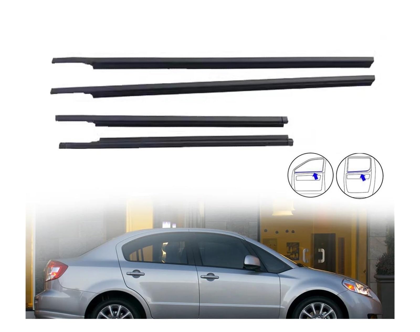 Uszczelki do okien samochodowych, 4 szt., gumowa listwa uszczelniająca do Suzuki SX4 2007-2013 Sedan, wodoodporna listwa uszczelniająca ciśnieniowa, osłona krawędzi