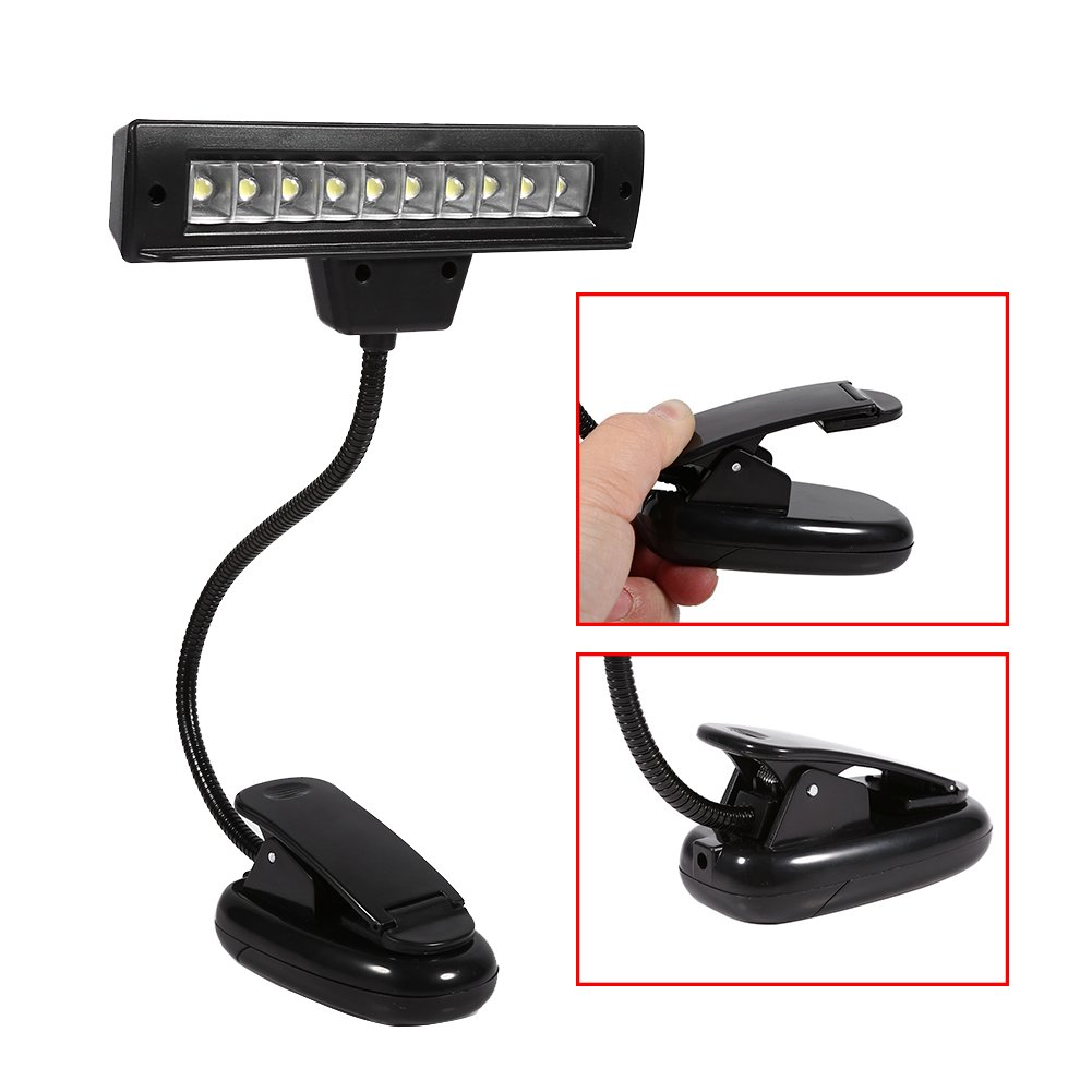 Lámpara LED con clip, lámpara de mesa de cuello de cisne flexible con clip antideslizante, adecuada para atril, piano, escenario de orquesta, escritorio, mesa, club oscuro, etc.(#2)