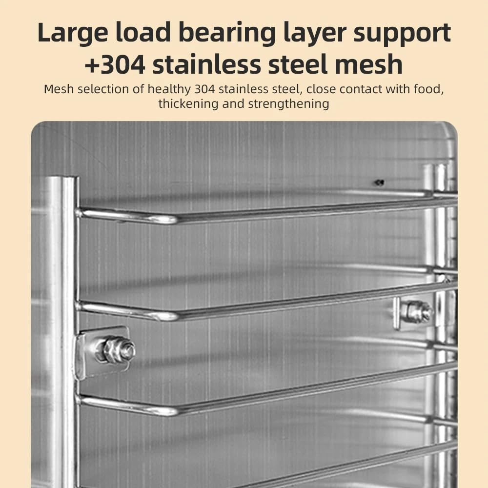 Deshidratador de Alimentos,Secador de Alimentos Eléctrico 800W 12 Bandejas Acero Inoxidable Circulación Aire Caliente 360° Temp y Tiempo Ajustables para Carne Seca, Frutas (Plateado 800W)