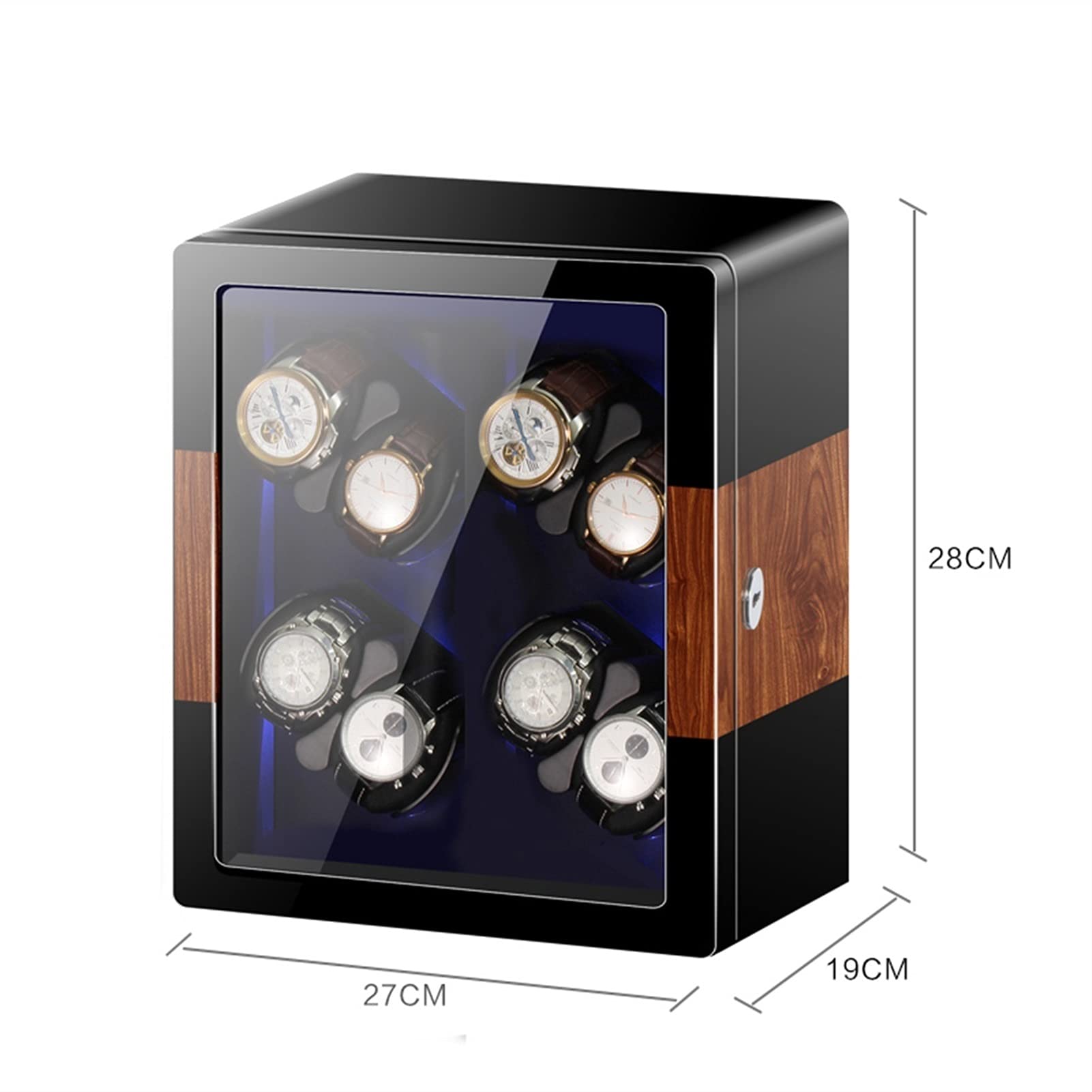 LXMQEF Avvolgitore per Orologi di Fascia Alta per Orologi Automatici 2/4/6/8/12 con Morbidi Cuscini Flessibili per Orologi Luci a LED Motore Giapponese Mabuchi 4 modalità di Rotazione Adatto per