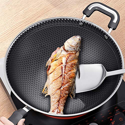 Wok de acero inoxidable con tapa de vidrio y revestimiento antiadherente miniatura 3