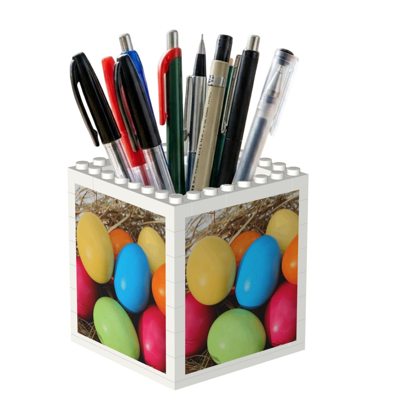 Poadnly Easter Egg Colorful Modern, Pen Pot Pencil Holder for Office Home School, Compact Desk Organiser for Office Stationery