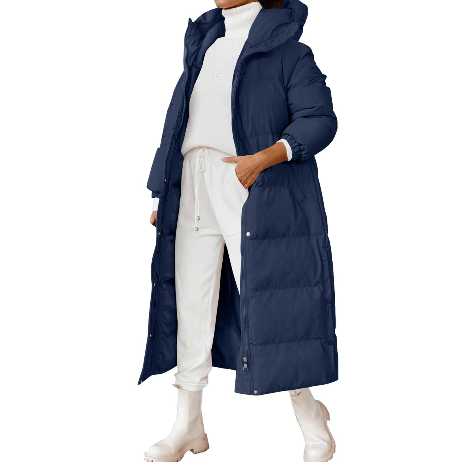 Genérico Abrigos Mujer Invierno Chaqueta Con Cremallera De Piel Sintética Cálido Larga Plumifero Cortavientos Con Bolsillos Plumiferos Impermeable Termica Ropa Para El Frio Extremo
