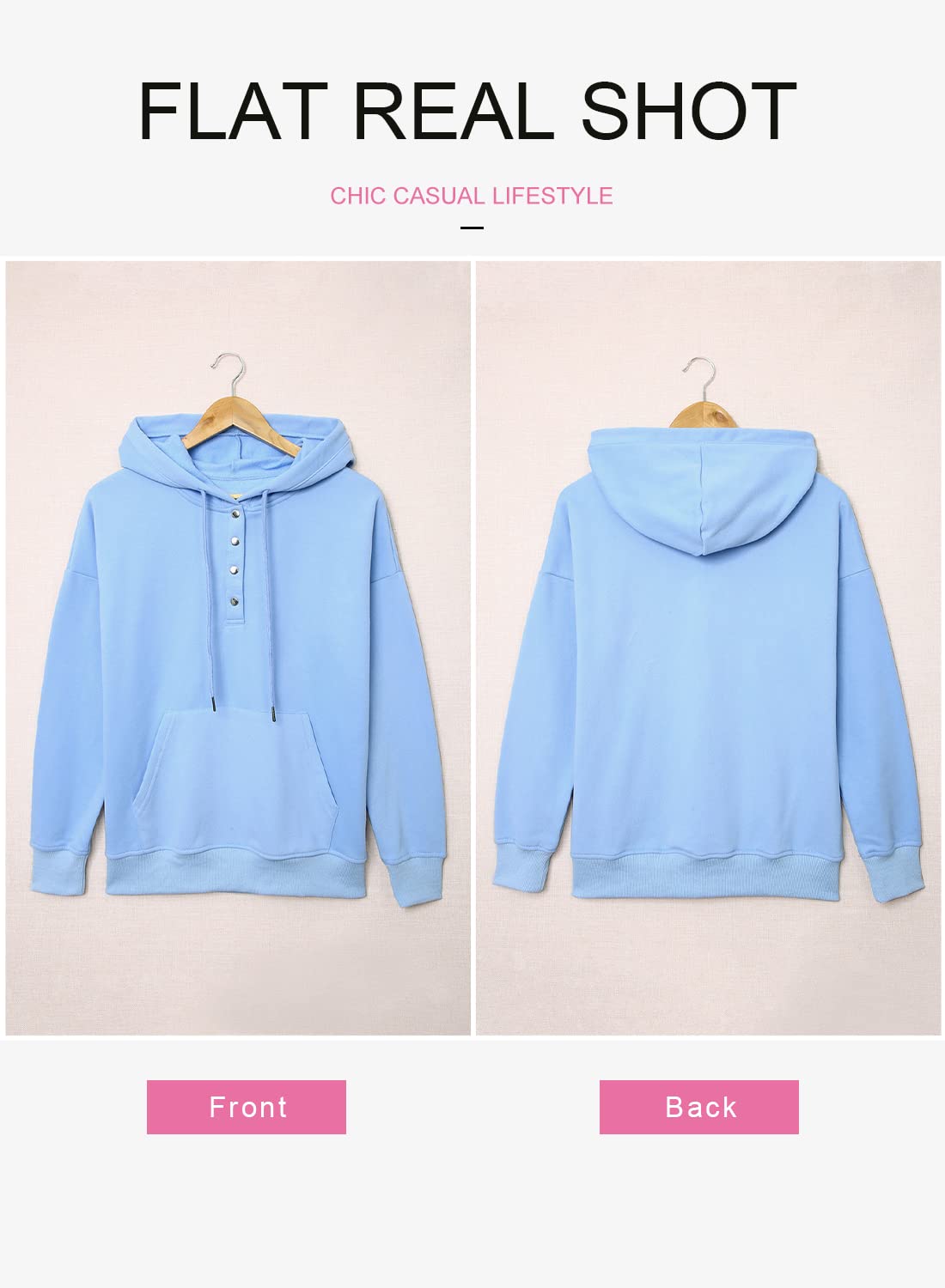 Dokotoo Sweat à Capuche Femme Col en V à Manches Longues Sweatshirt Casual Automne Hiver Hoodie Pull