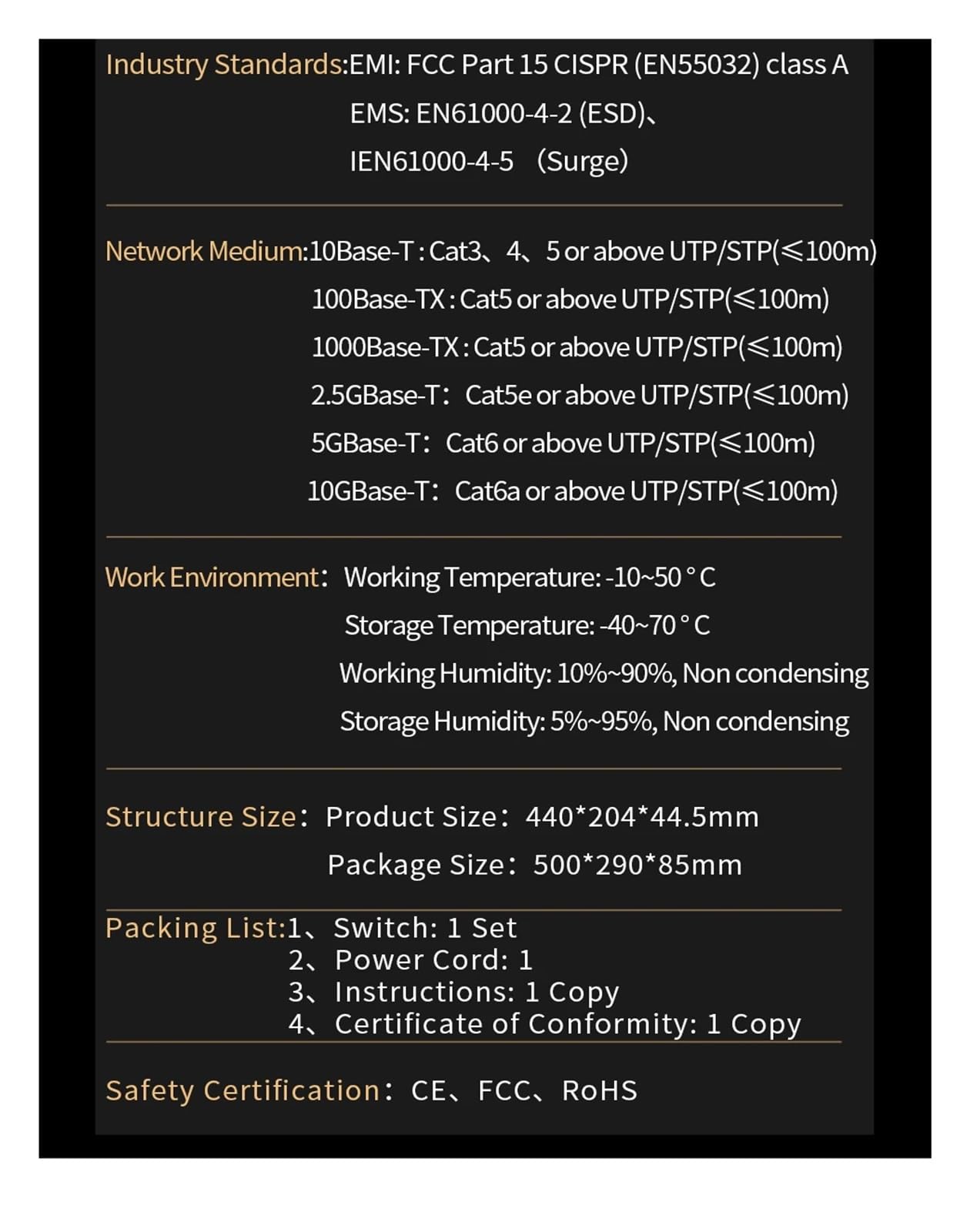 24-portowy przełącznik Ethernet 2,5 GbE, 2-portowy przełącznik sieciowy 10 G SF.P+, 160 G szerokopasmowy koncentrator sieciowy, rozdzielacz internetowy, Plug & Play