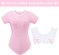 Vista 4 de Littleforbig Mameluco de algodón con pechera con volantes y lazo precioso