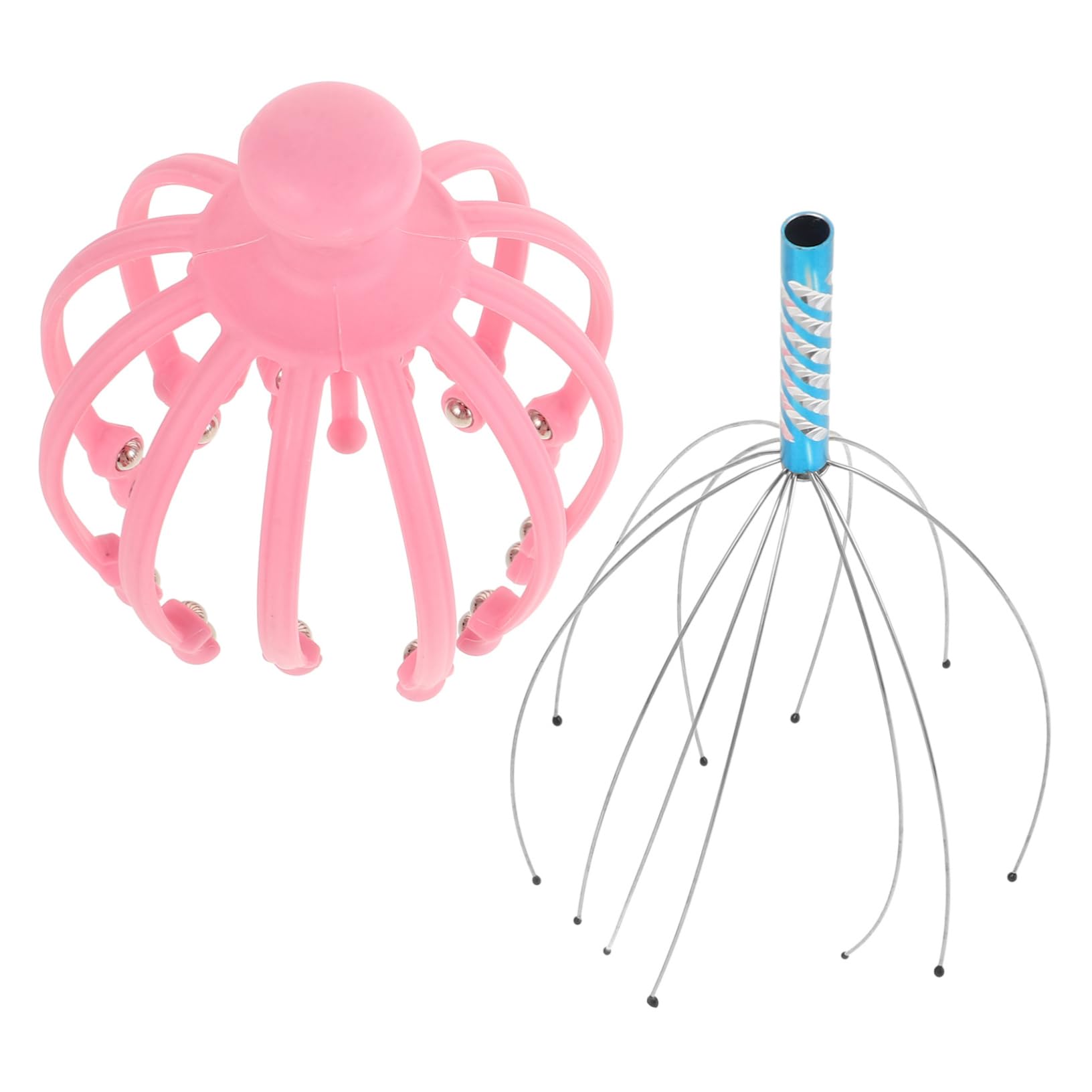 SEWOART 1set Head Massager Octopus Tools Apparatus Salon Head Massaging Tool Braiding Accessories Paw Gloves Mulitool Massage Tools Scalp Massager Pink Wooden Beads