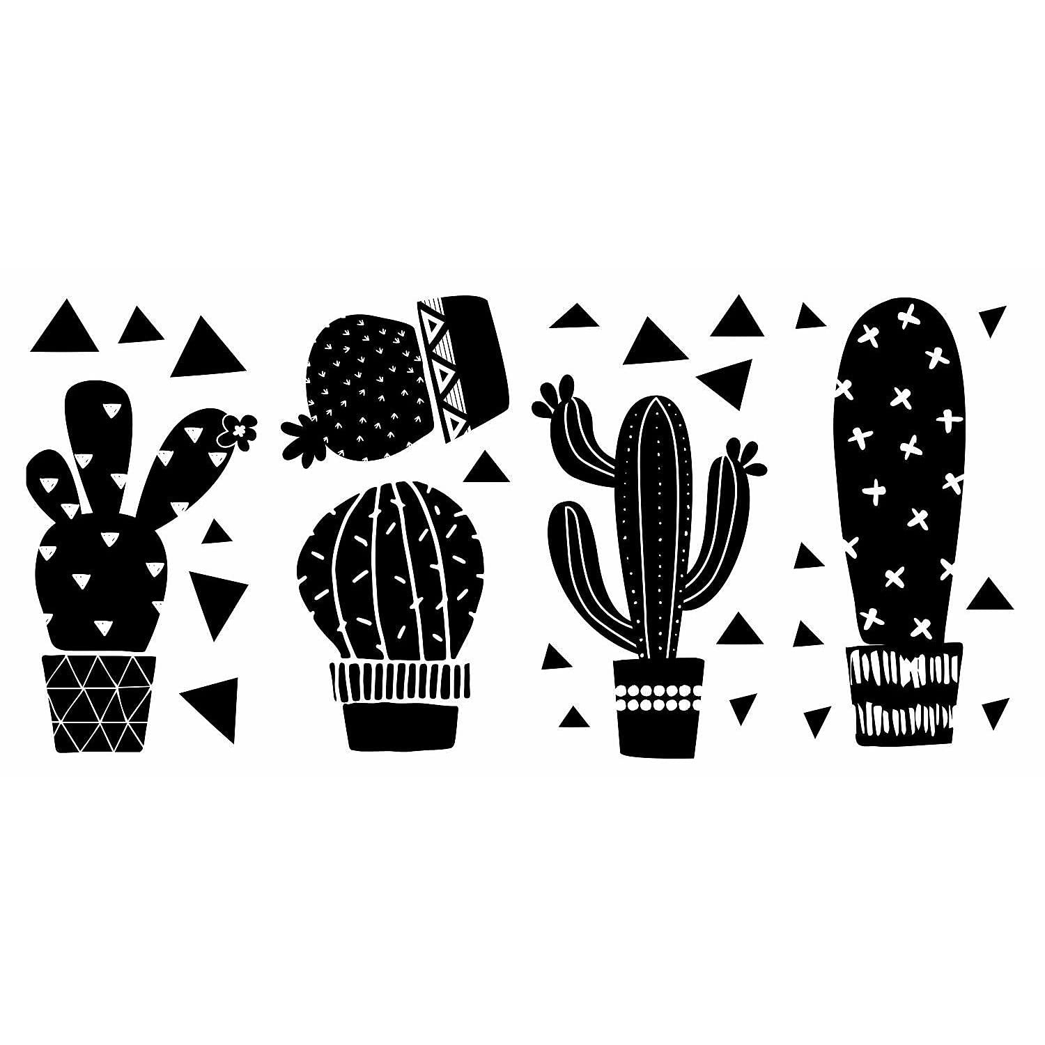 RoomMates Geo Cactus Peel and Stick Wall Decals, Black, 4 Sheets 9 inches x 17.375 inches