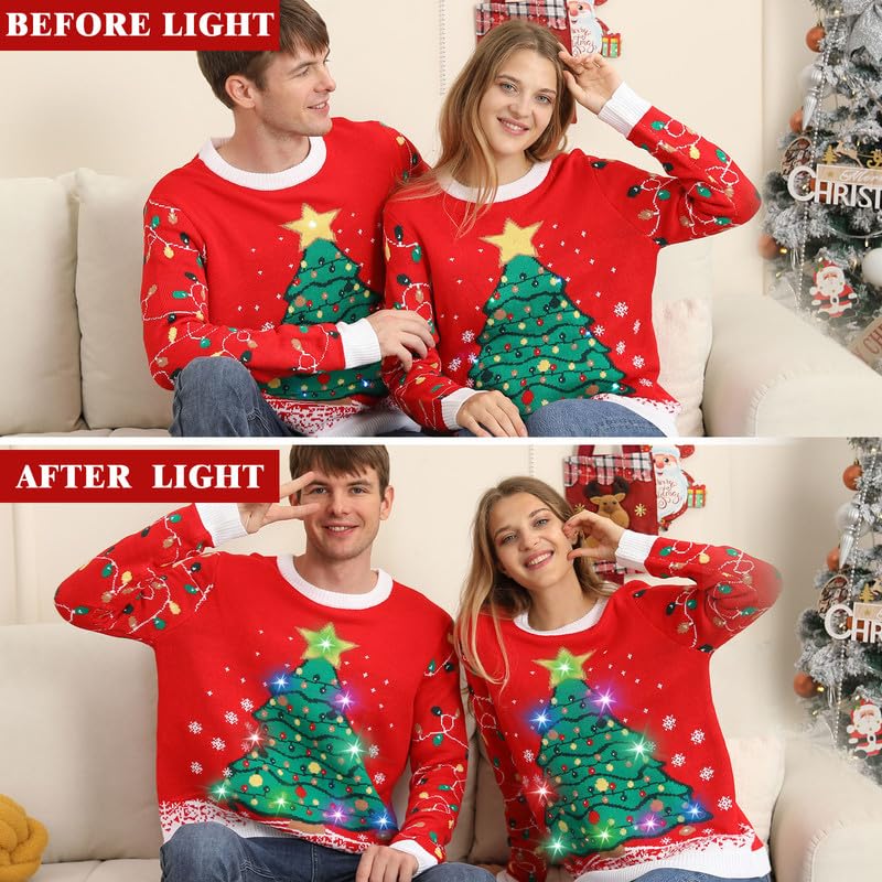 Matching Light-Up Christmas Tree Sweater for Couples - Image 4