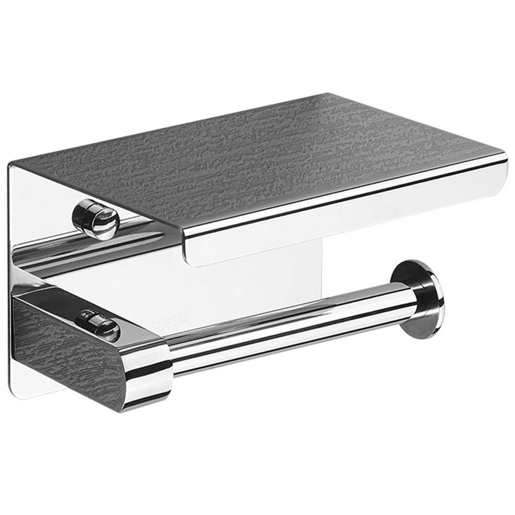 CTRLZS 304 Stainless Steel Toilet Paper Holder with Phone Shelf, Bathroom Tissue Holder Toilet Paper Roll Holder
