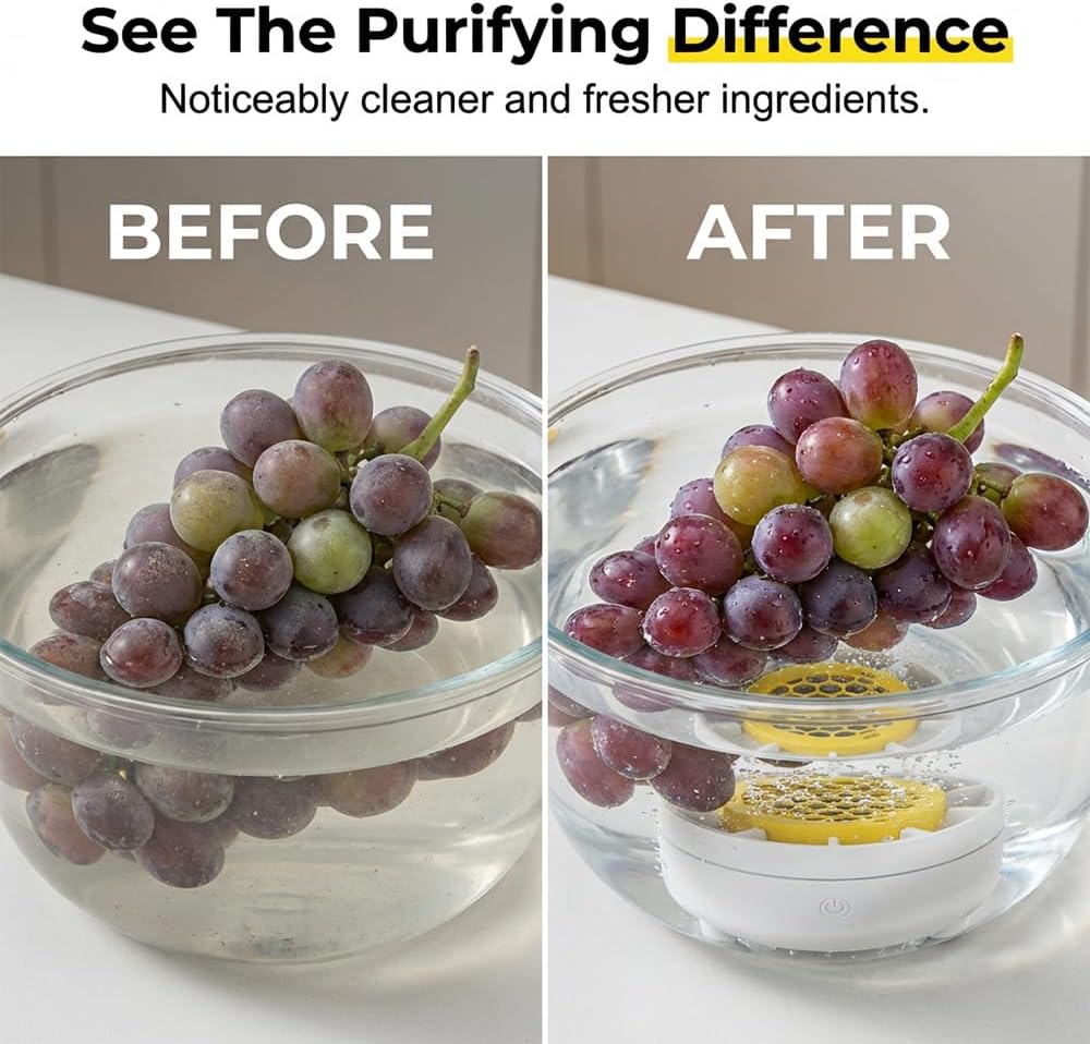 Fruit and Vegetable Washing Machine, Wireless Fruit Cleaner Device, Titanium Electrolysis Fruit and Veggie Cleaning Machine, Waterproof Purifier Clean Produce for Home Kitchen (3PCS)