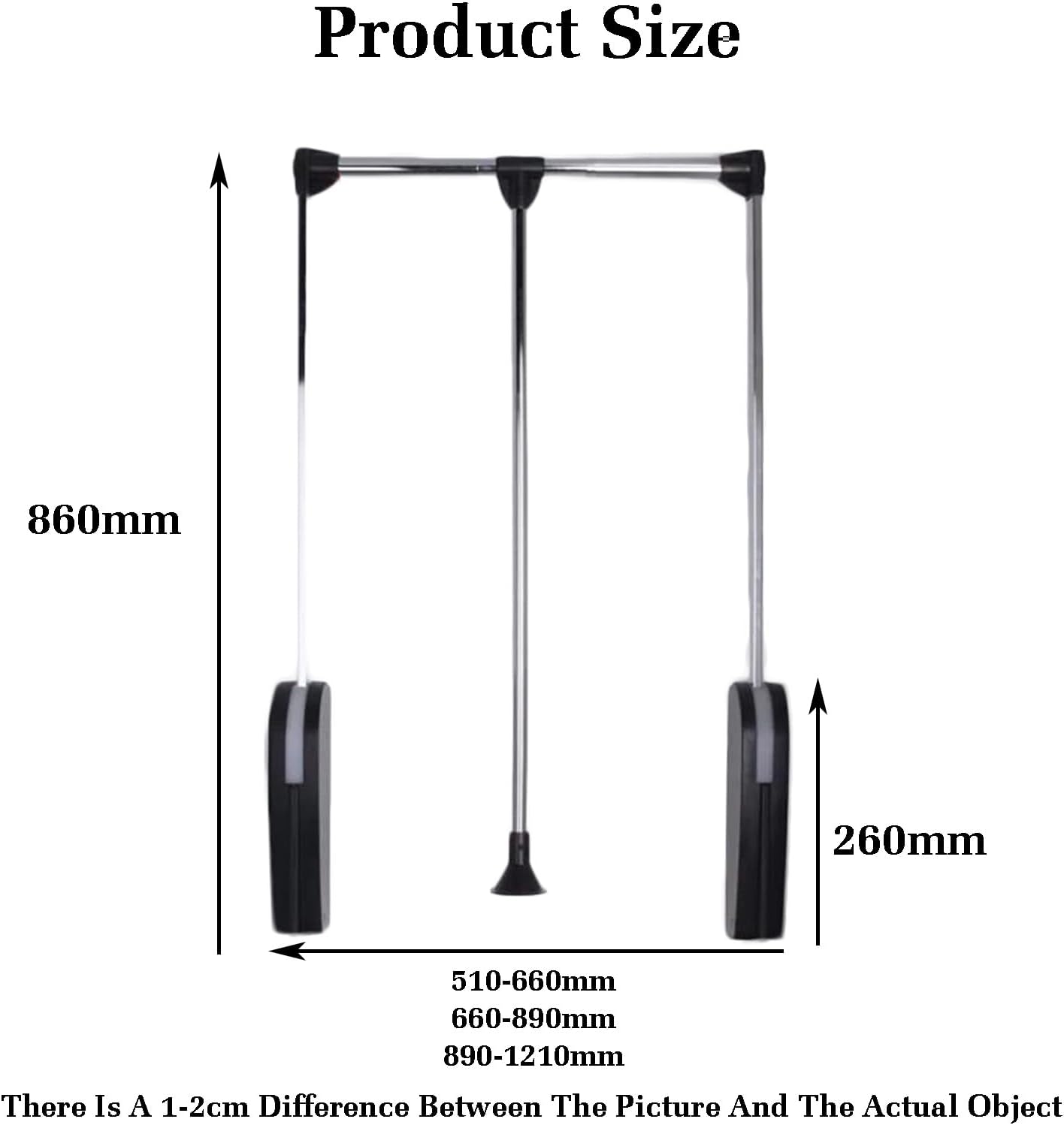 Adjustable Hang Pull Down Closet Rod with Pneumatic Buffer, Wardrobe Rail for Clothes, 510-1210mm Width, 20KG Load Capacity, Easy Access Clothing Organizer image 2
