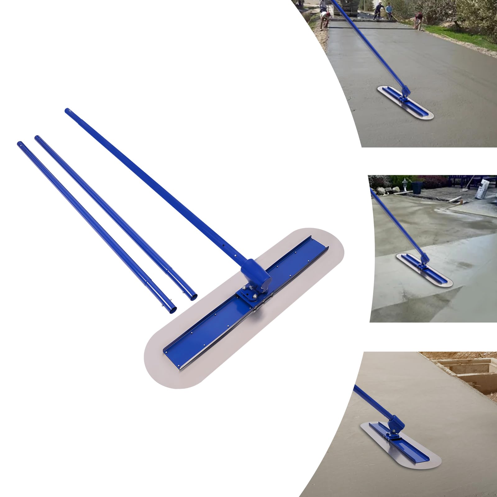 1200 x 300 mm grande de hormigón llana de acero inoxidable para hormigón con 3 asas de cartón-yeso liso para acabado alisado