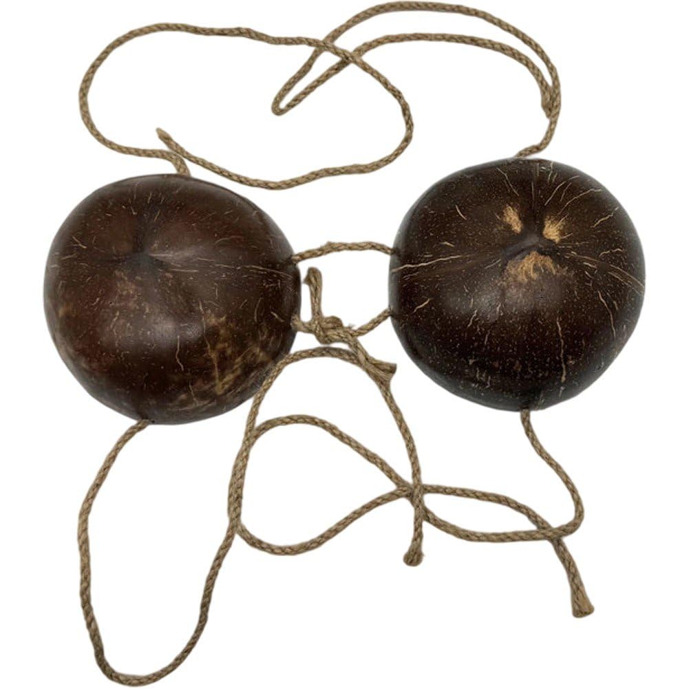 Ppmter Women's Dark Brown Novelty Coconut Bikini Top Hawaiian Coconut Bra Hawaiian Chest Top For Summer Luau Party