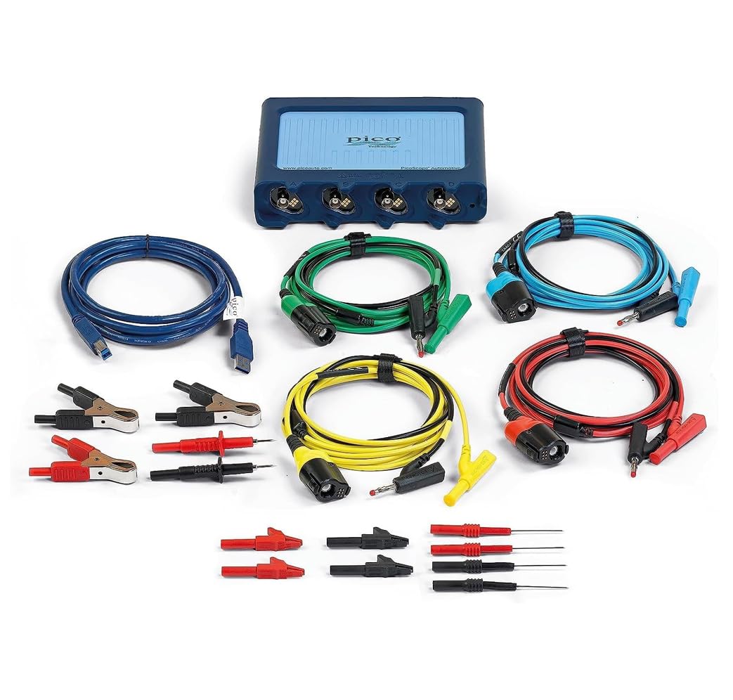 Pico Technology PicoScope 4425A osciloscopio de diagnóstico 4 Canales USB | Kit Básico, con accesorios, para vehículos automoción, PicoBNC+, ancho de banda de 20 MHz, con el software PicoScope 7