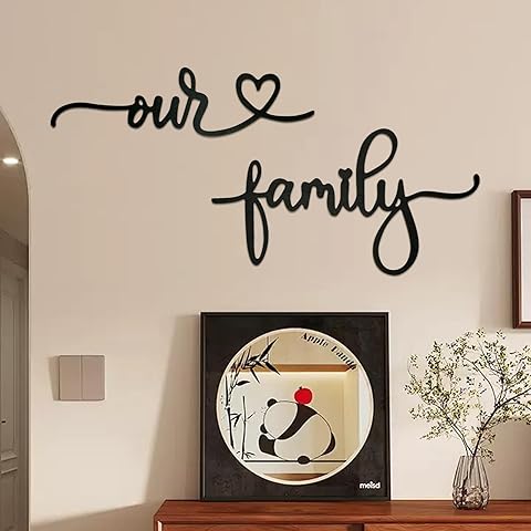 Wooden Family Wall Sign - Our Family Name Decor for Living Room, Home - Rustic Farmhouse Wall Art, Heartwarming Gift (L)