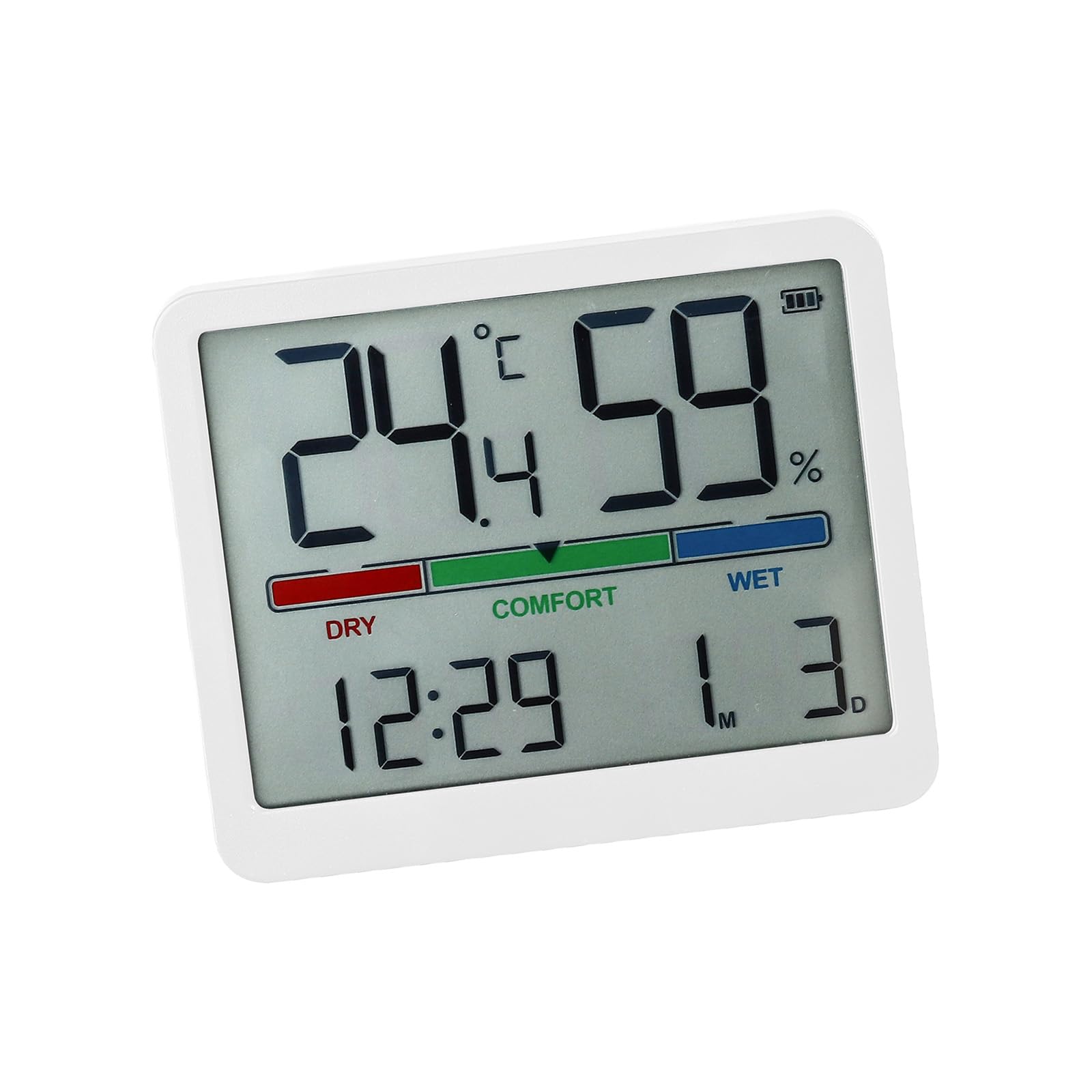 Whoasyst Alarm Clock with Humidities Date Digital Large Display Battery Operated Desk Clocks for Bedroom, Livingroom, Digital