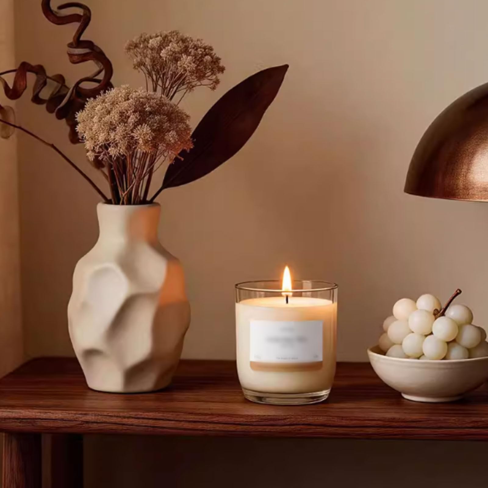 Compacto Velas de cristal de flor de naranja e higo, vela de aromaterapia cilíndrica moderna, vela perfumada reutilizable for aliviar el estrés no es picante(Orange Blossom)