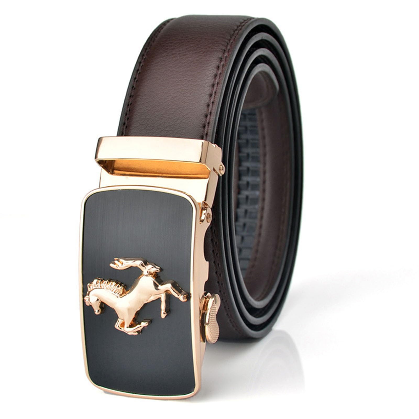 Jiary Unisex Brown A ,125Cm/49.2'',Belt Men, Business Ratchet Western Belts For Men With Animal Horse Pattern Alloy Decorative Square Buckle