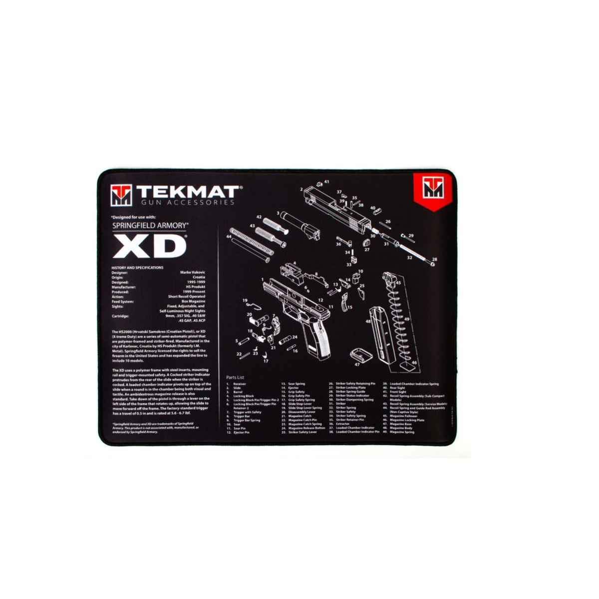 TekMat Ultra 20 Premium 15" X 20" 1/4" Thick Oil Resistant Non-Slip Waterproof Stitched Edges Handgun Cleaning Mat for use with Springfield Armory